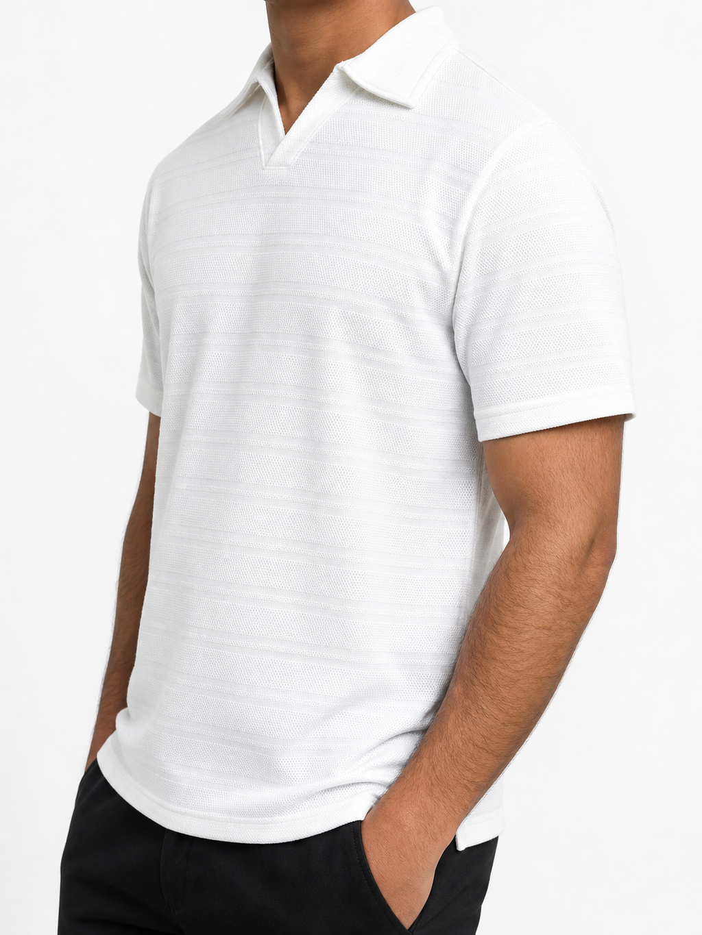 ZARA Textured Polo - Oyster White