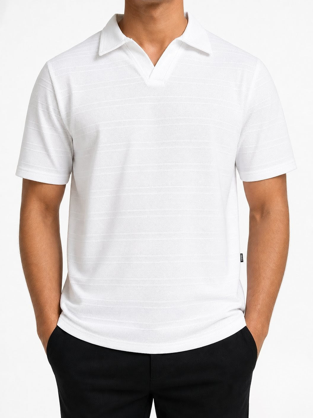 ZARA Textured Polo - Oyster White