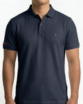 Classic Popcorn Knit Polo – Navy Blue