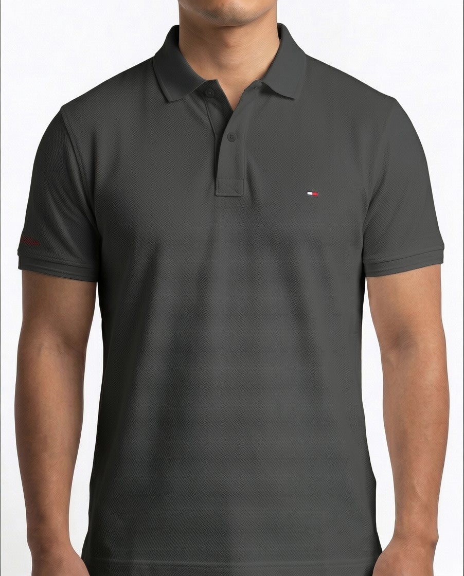 Classic Popcorn Knit Polo – Army Green