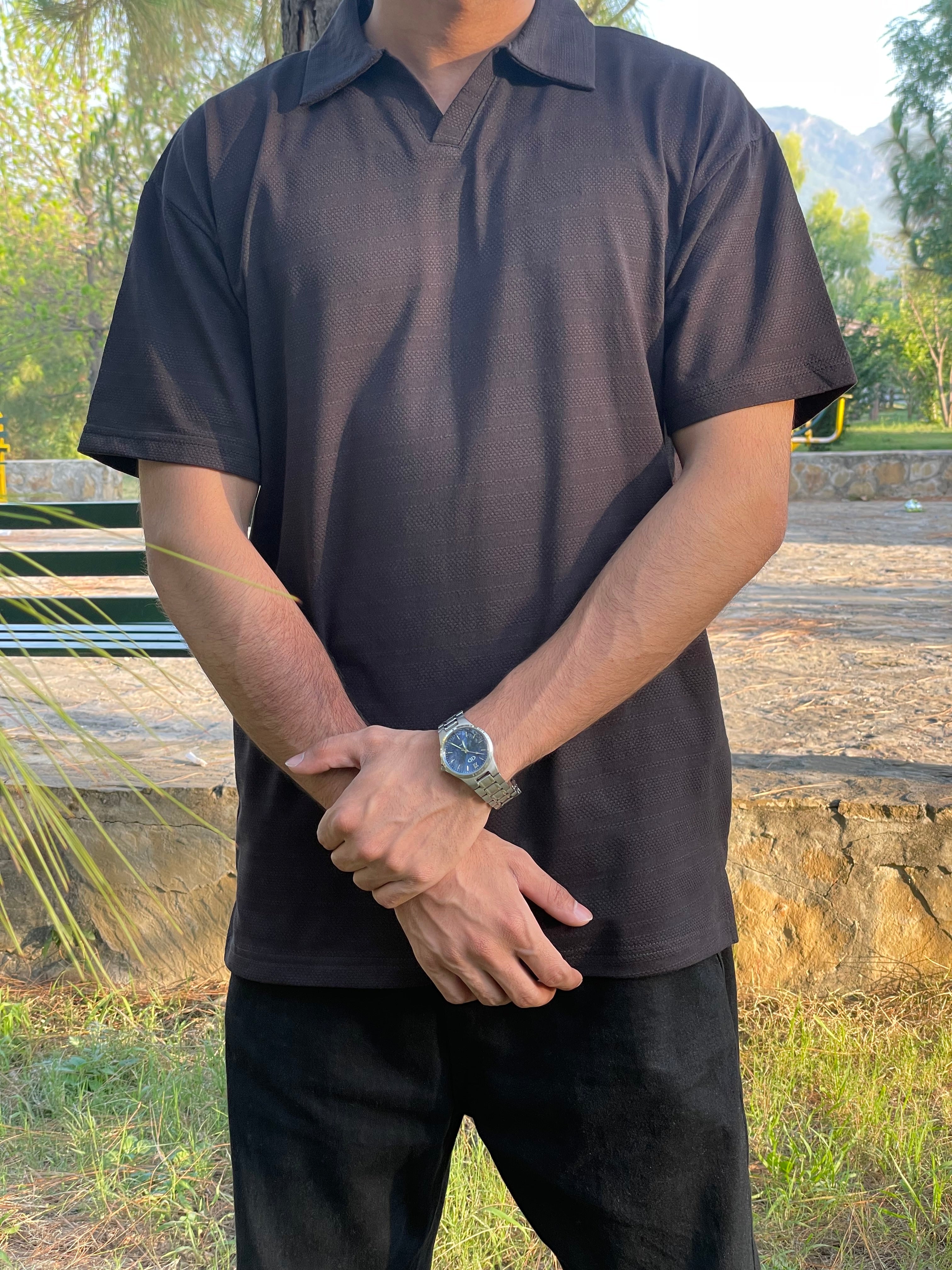 ZARA Textured Polo - Black
