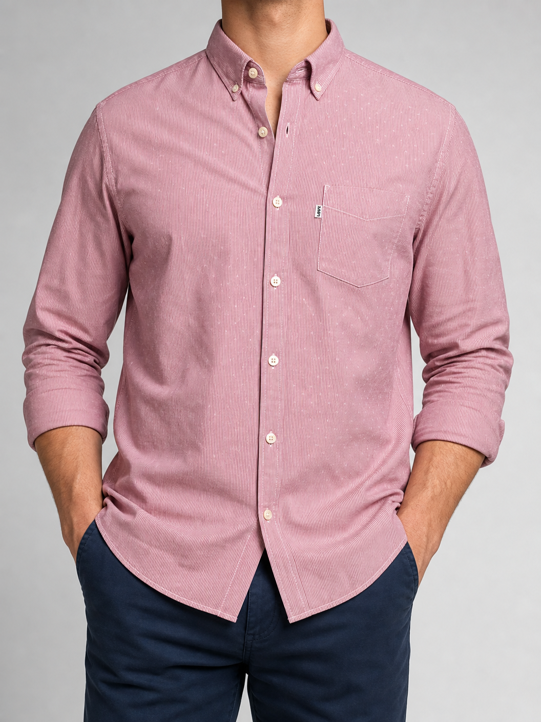 LEVI’S Peach Pinstripe Casual Shirt