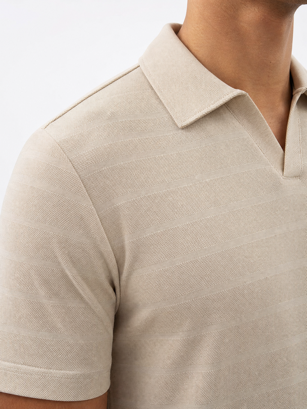 ZARA Textured Polo - Taupe Brown