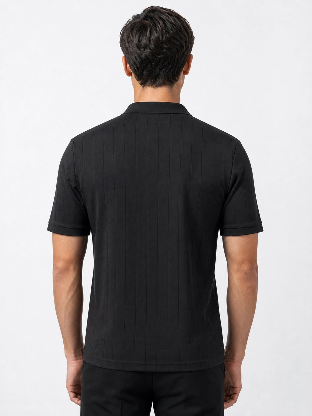 Fitted Drop Needle Polo - Black