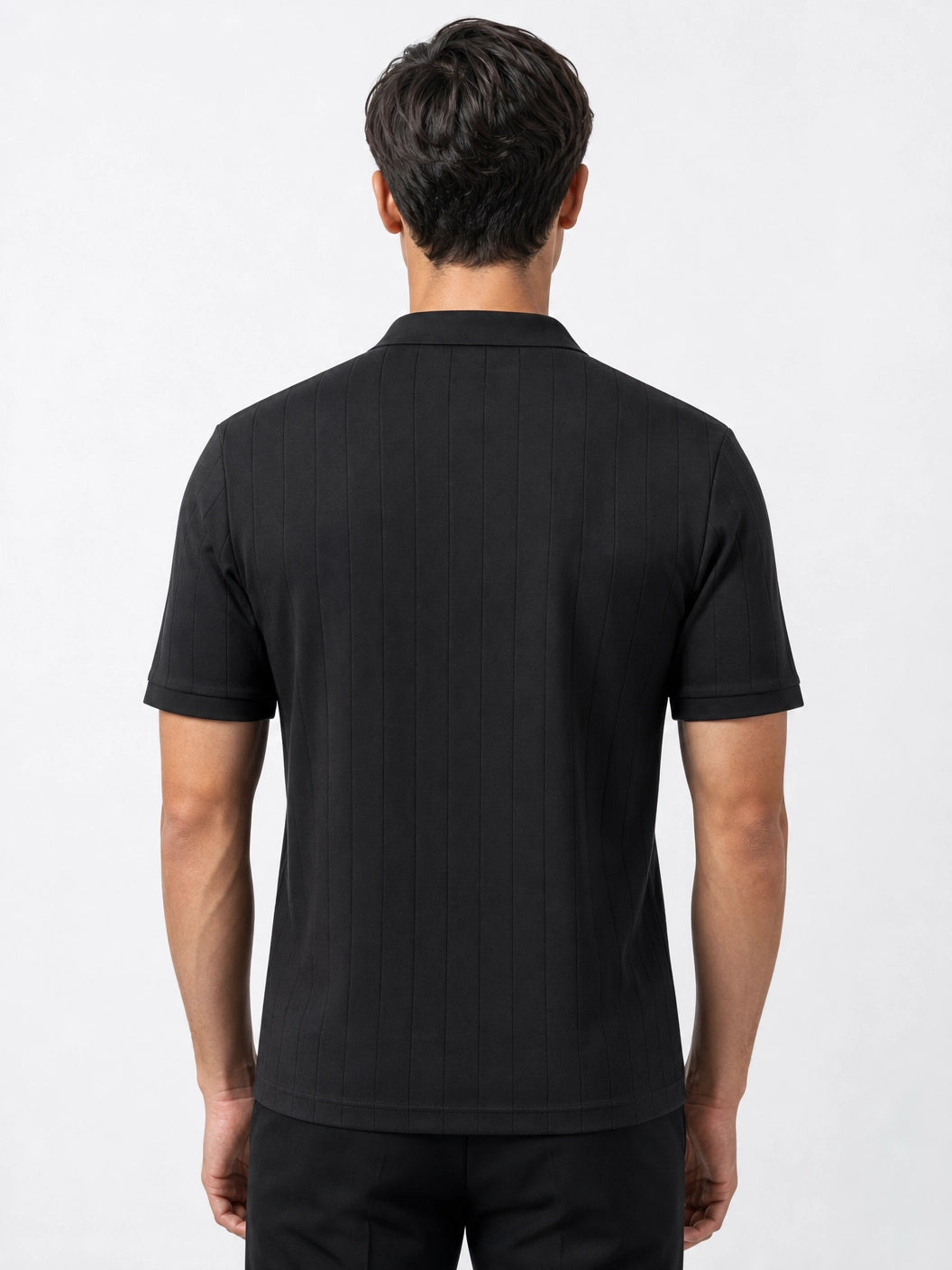 Fitted Drop Needle Polo - Black