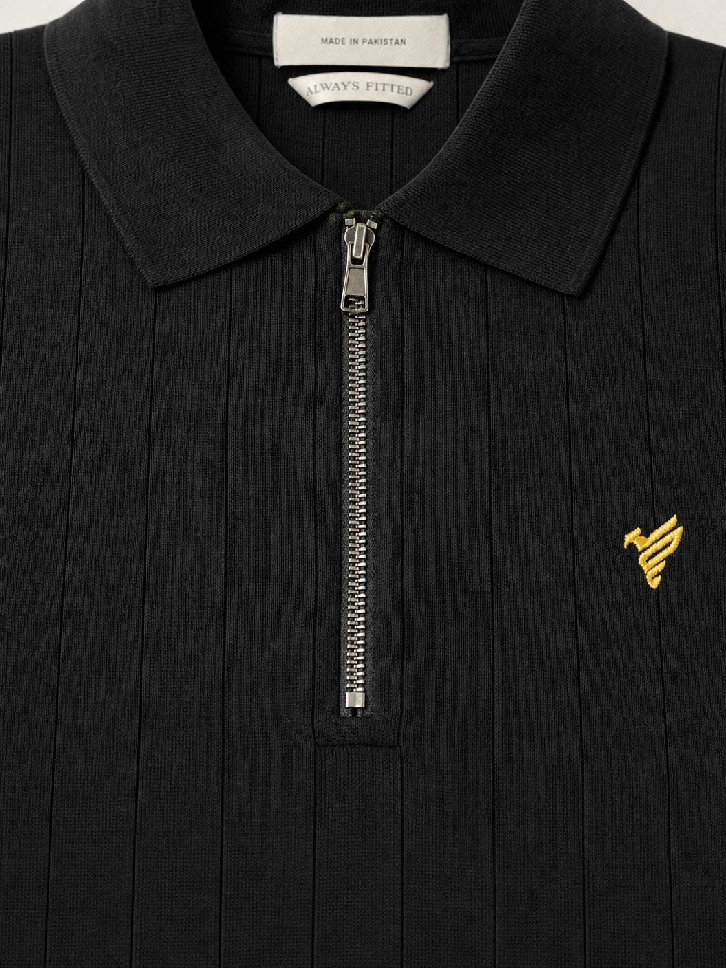 Fitted Drop Needle Polo - Black