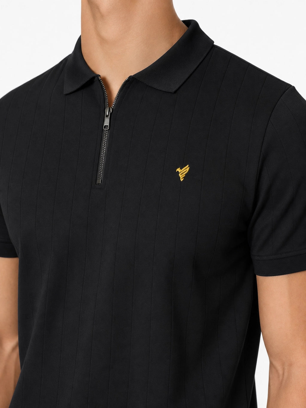 Fitted Drop Needle Polo - Black