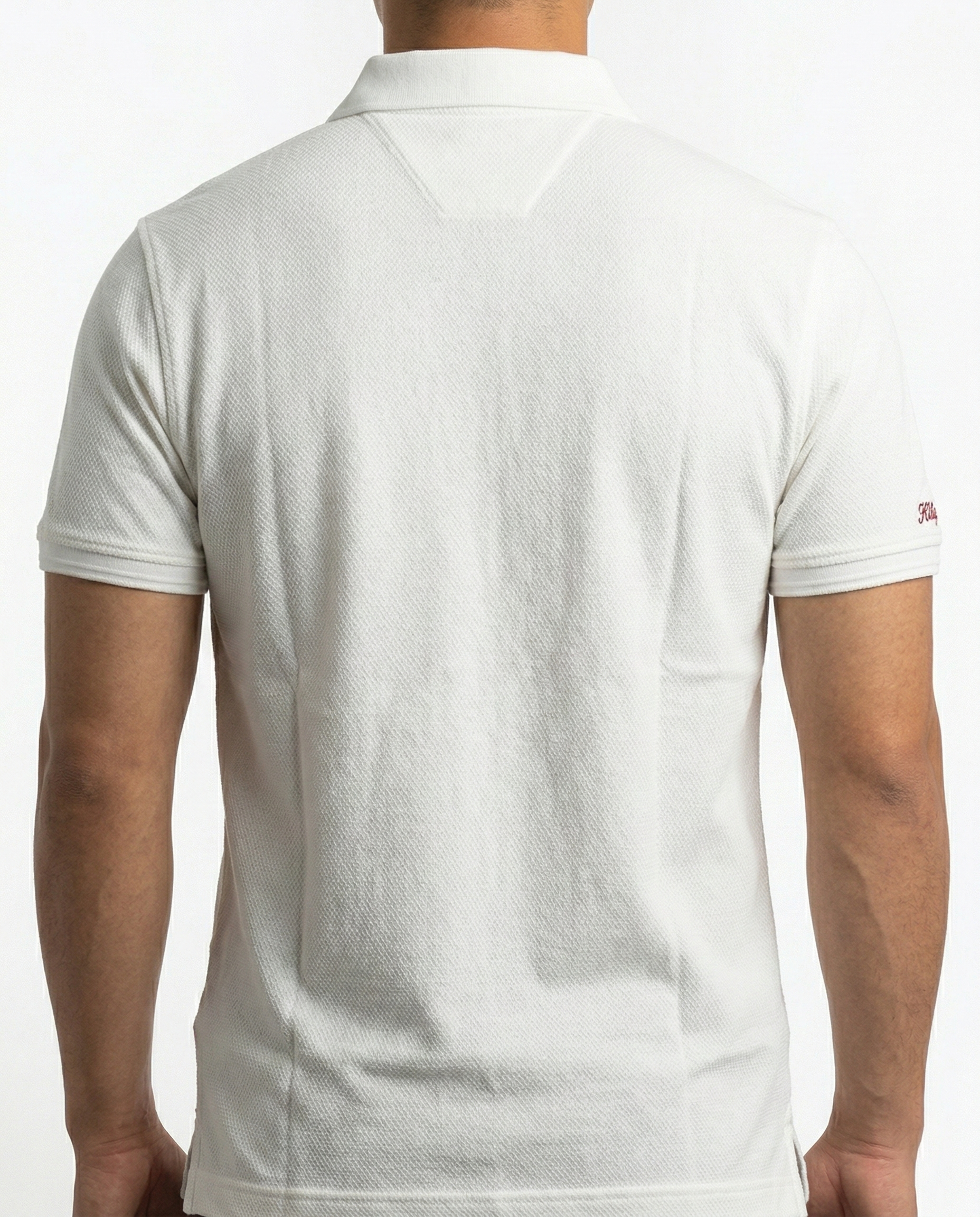 Classic Popcorn Knit Polo – White