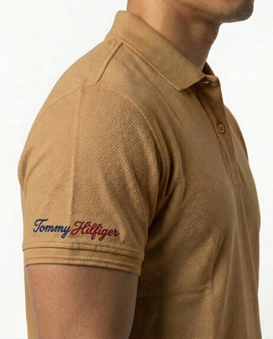 Classic Popcorn Knit Polo – Rust