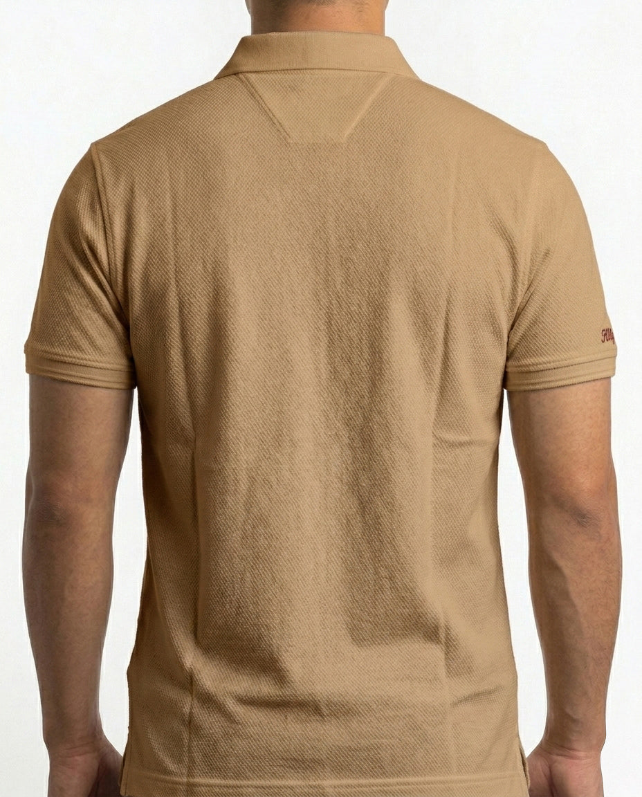 Classic Popcorn Knit Polo – Rust