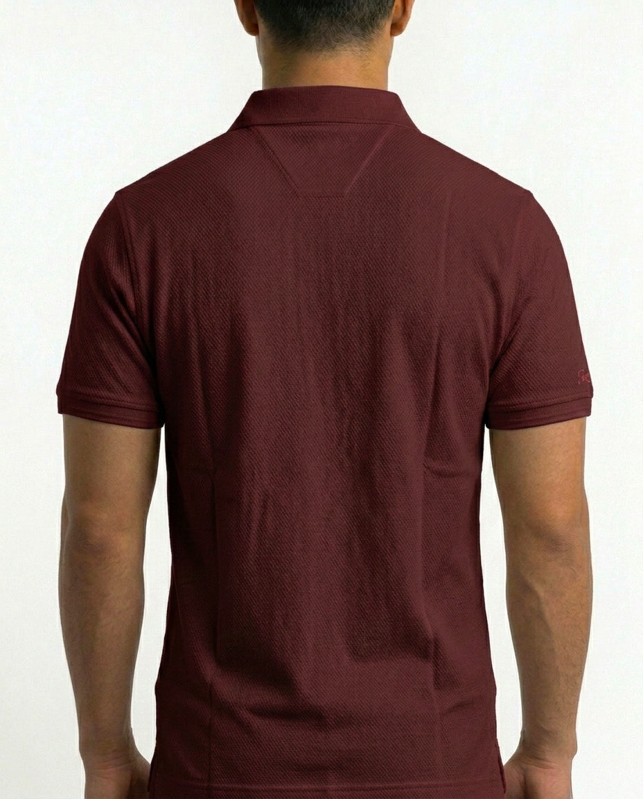 Classic Popcorn Knit Polo – Maroon