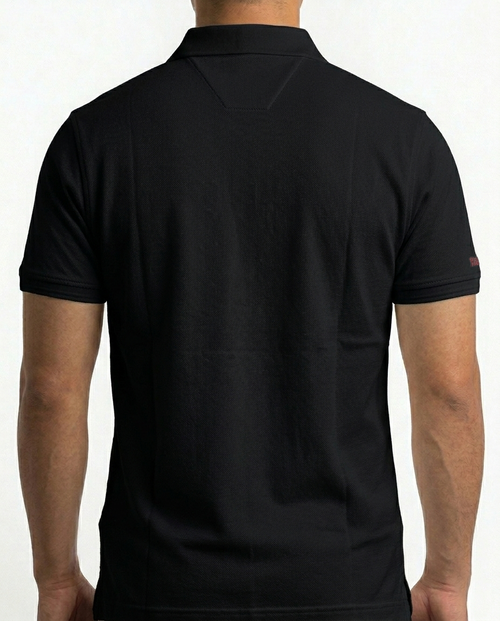 Classic Popcorn Knit Polo – Black