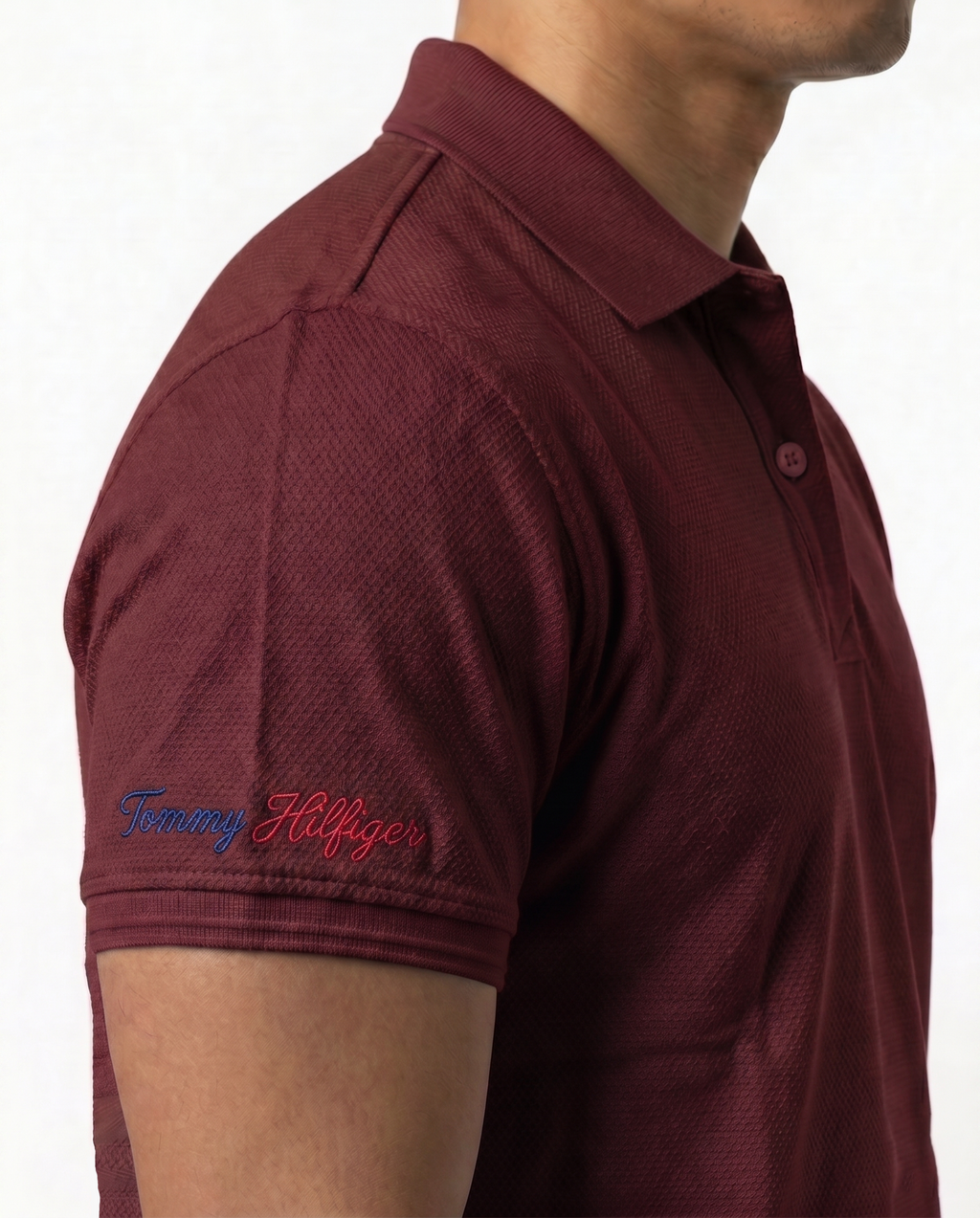 Classic Popcorn Knit Polo – Maroon