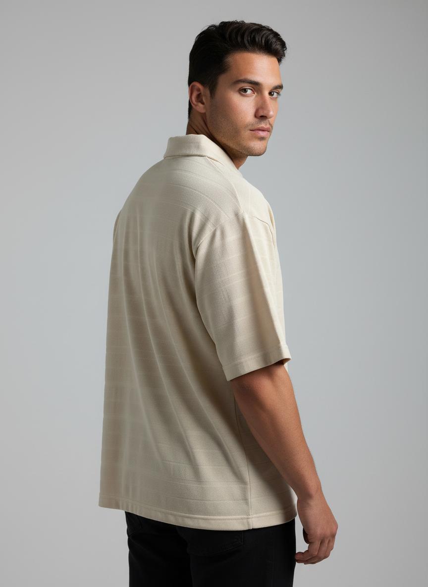 ZARA Textured Polo - Taupe Brown