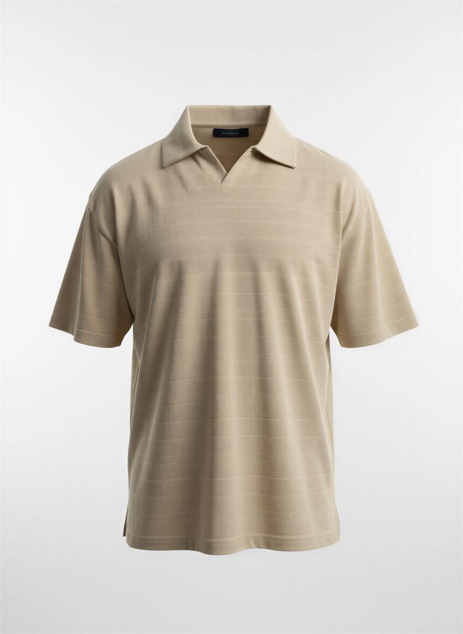 ZARA Textured Polo - Taupe Brown