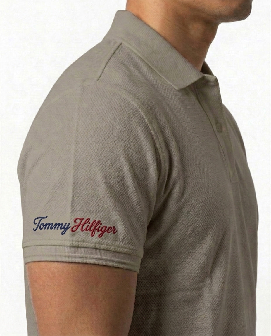 Classic Popcorn Knit Polo – Beige