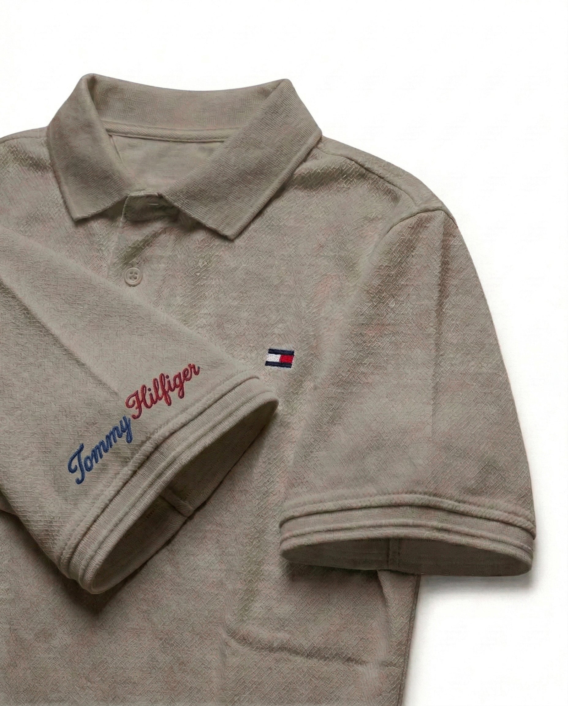 Classic Popcorn Knit Polo – Beige