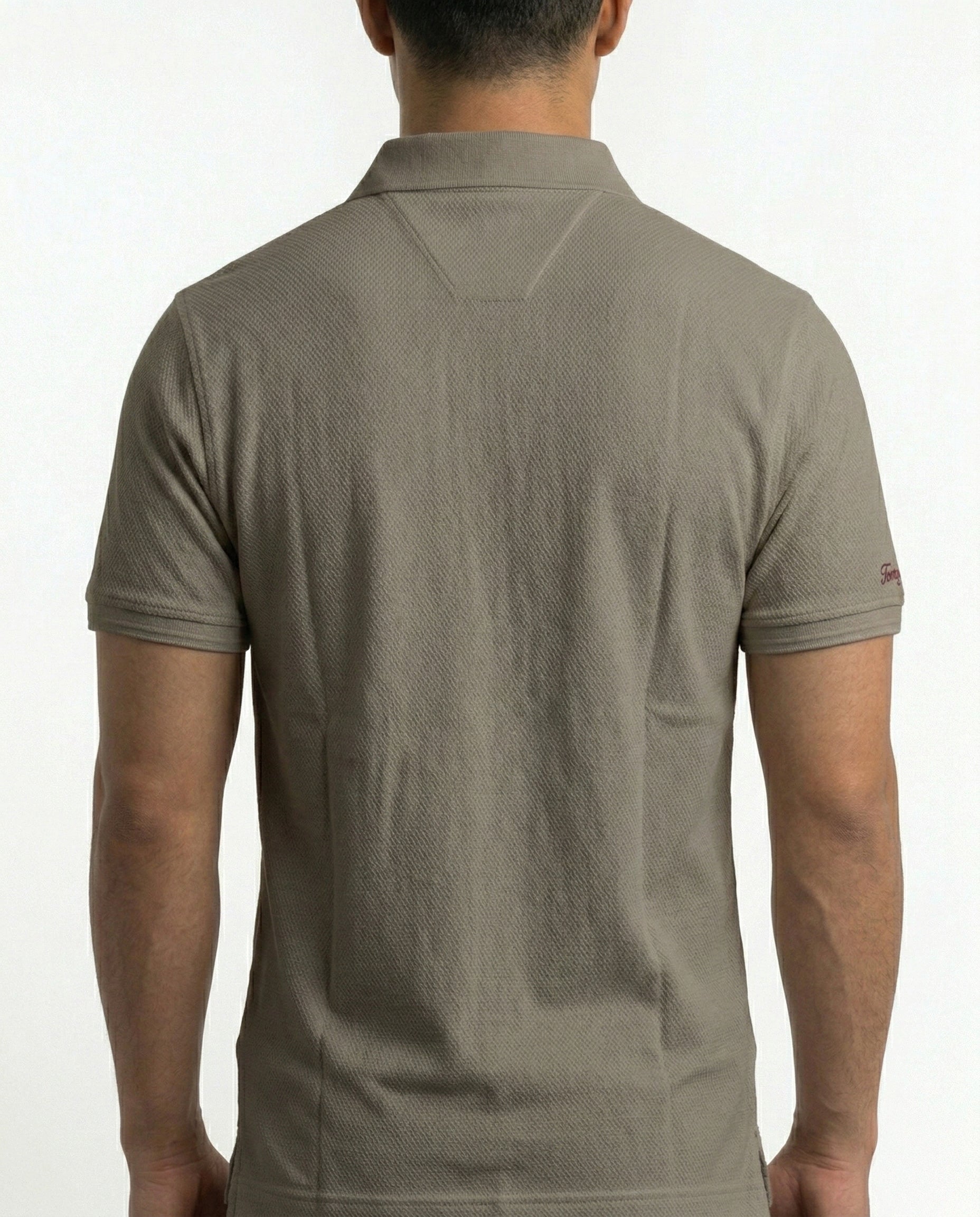 Classic Popcorn Knit Polo – Beige