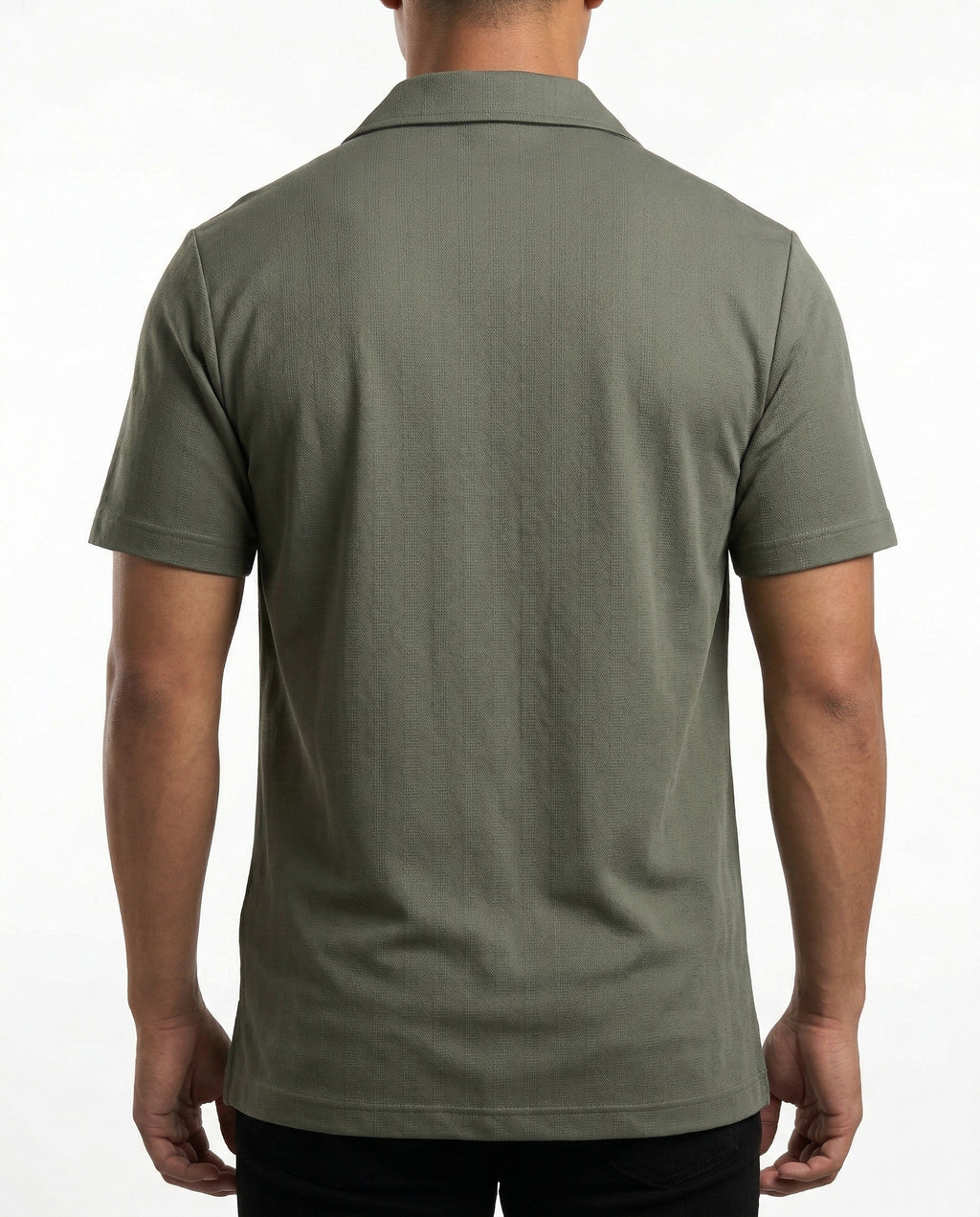 Forest Green Nylon Button-Down Shirt