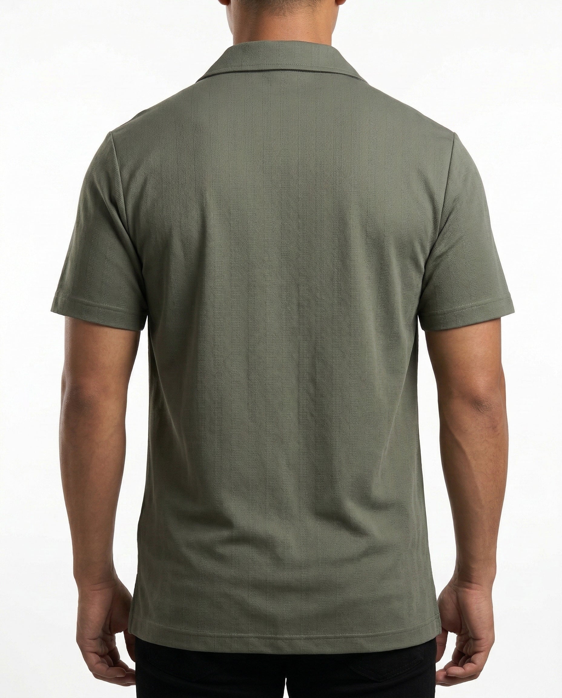 Forest Green Nylon Button-Down Shirt