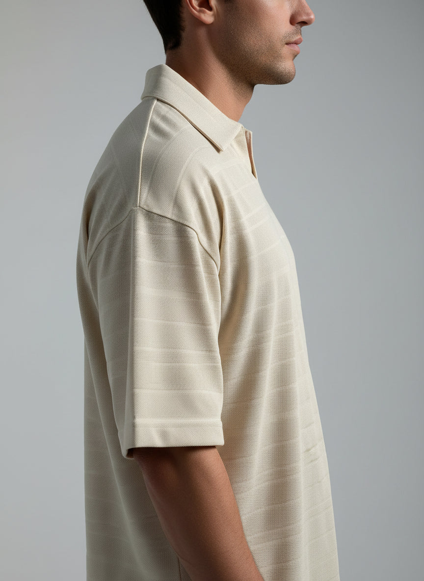 ZARA Textured Polo - Taupe Brown