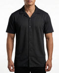 Jet Black Nylon Button-Down Shirt