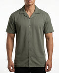 Forest Green Nylon Button-Down Shirt