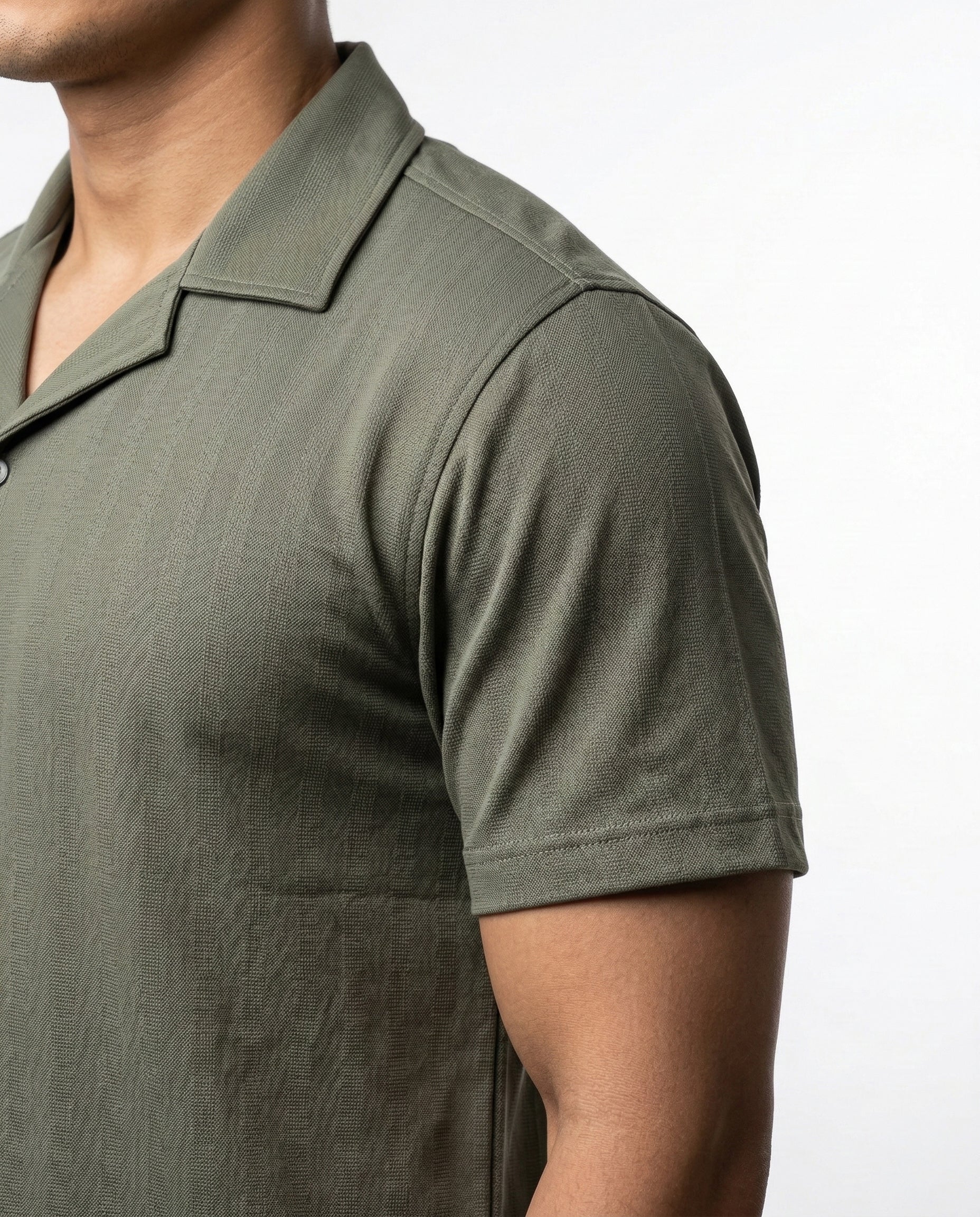Forest Green Nylon Button-Down Shirt