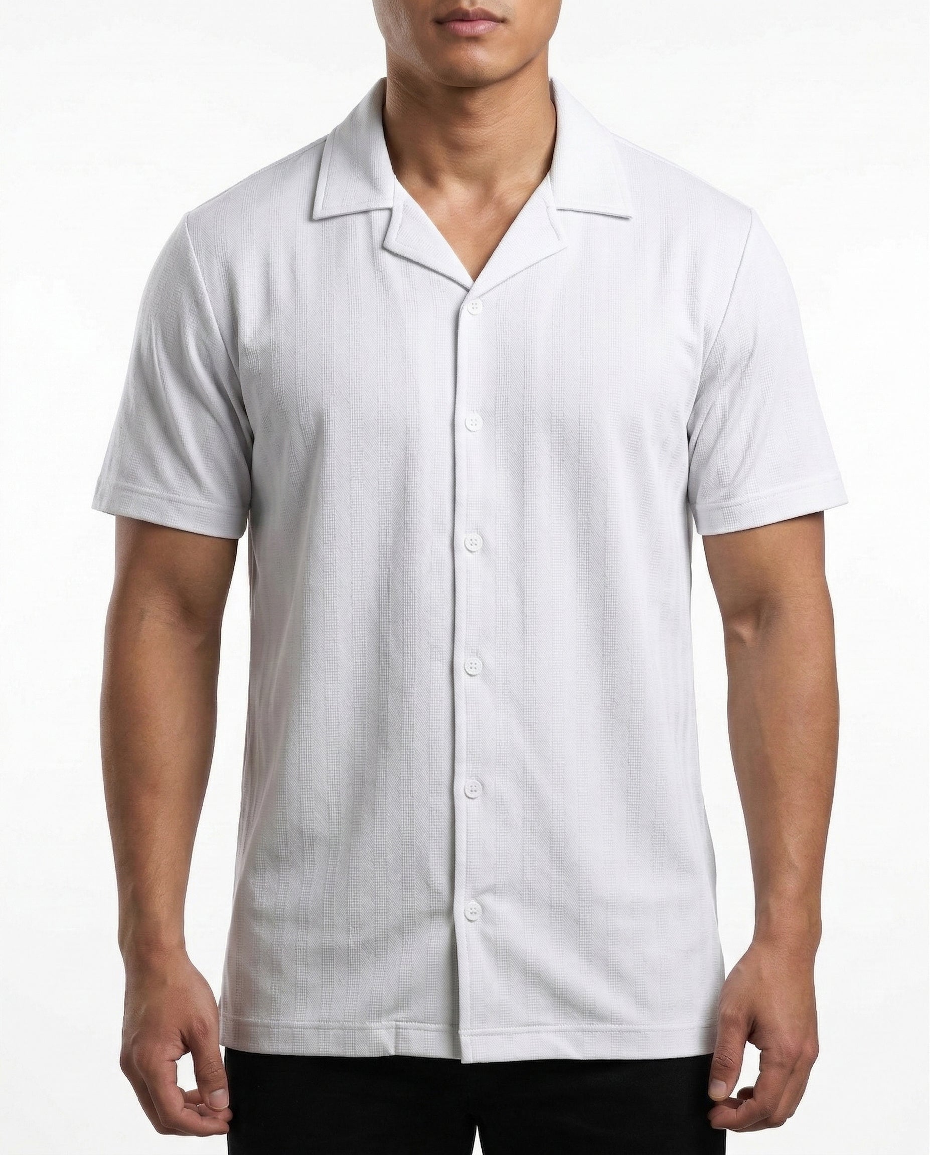 Arctic White Nylon Button-Down Shirt