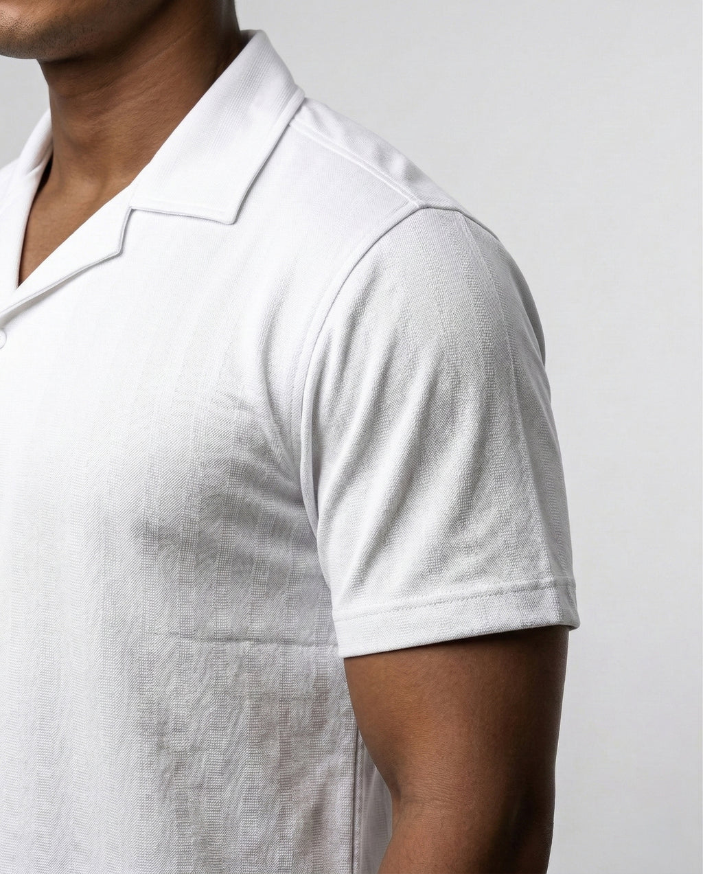Arctic White Nylon Button-Down Shirt