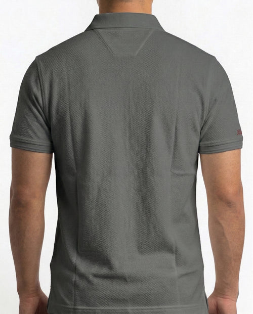 Classic Popcorn Knit Polo – Army Green