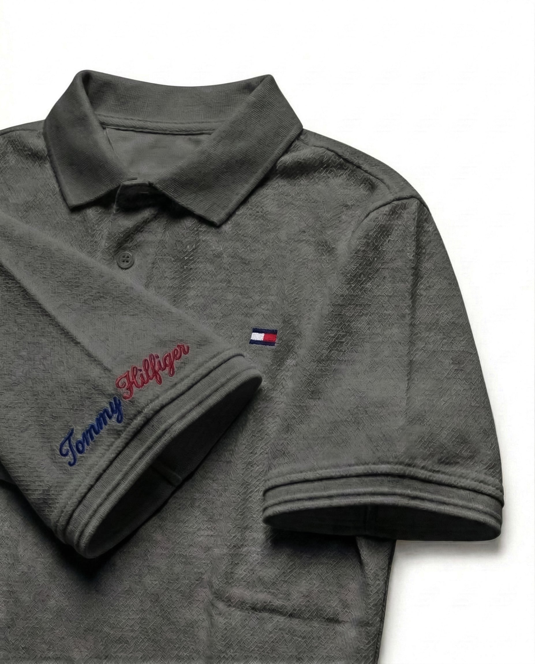 Classic Popcorn Knit Polo – Army Green